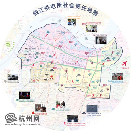 萧山供电首推乡镇供电所社会责任地图,绘制了钱江供电所社会责任