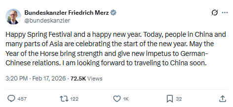 德国总理默茨社交媒体个人账号截图 配图1
